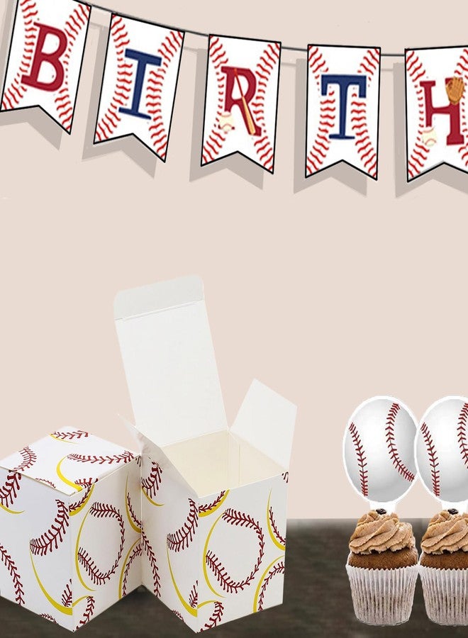 Oletx 8Pcs Baseball Paper Gift Boxes, 3x3x3 inch Small Gift Box with Lids, Goodie Treat Boxes for Baseball Sports Party Favor Decorations - Image 2